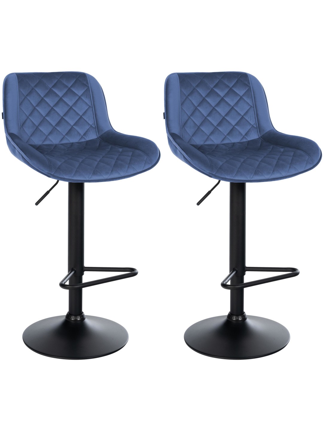 Juego de 2 taburetes de bar Kasson terciopelo, azul