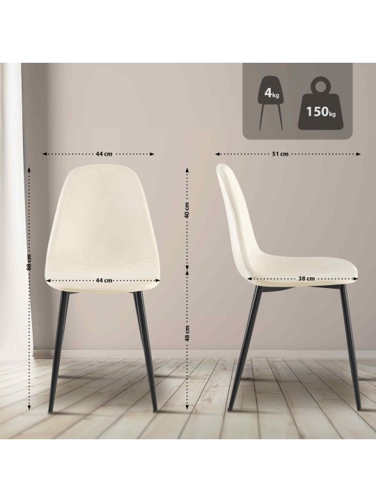 Silla de comedor de terciopelo Napier, crema Silla de comedor de terciopelo Napier, crema