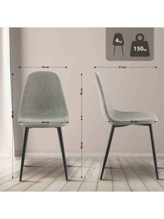 Silla de comedor tela Napier, gris claro