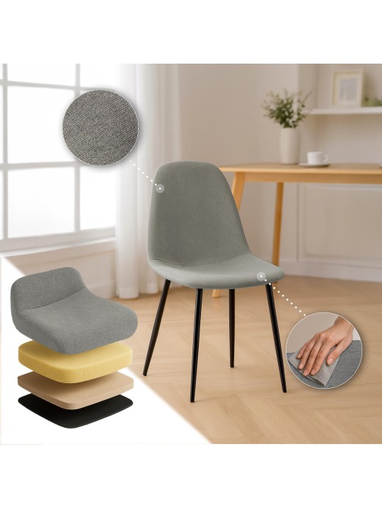 Silla de comedor tela Napier, gris claro