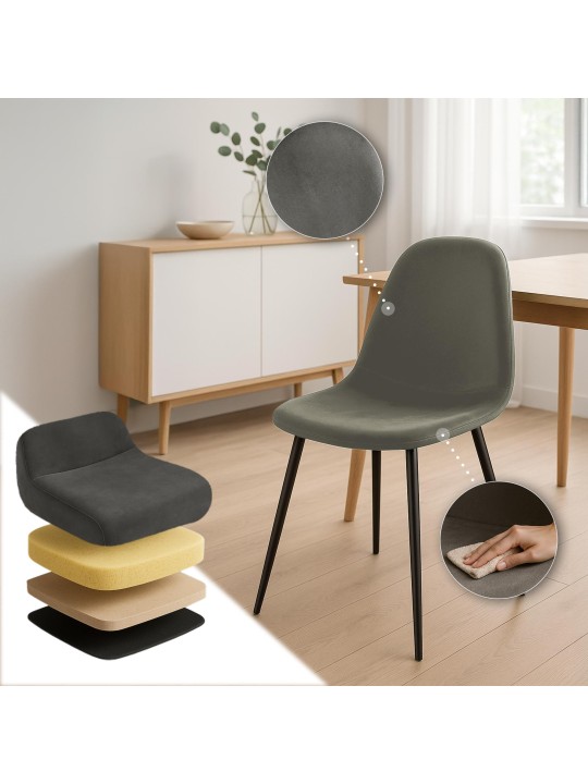 Silla de comedor de terciopelo Napier, antracita