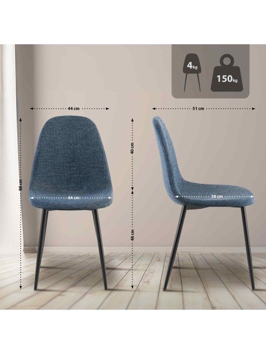 Silla de comedor tela Napier, azul oscuro