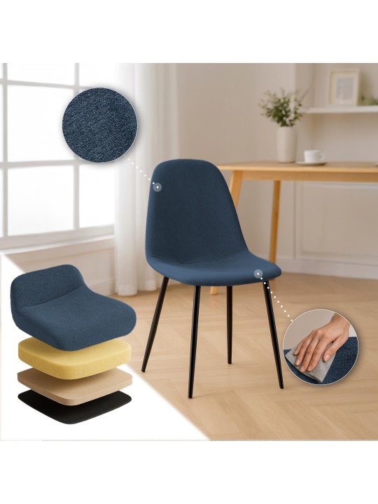 Silla de comedor tela Napier, azul oscuro