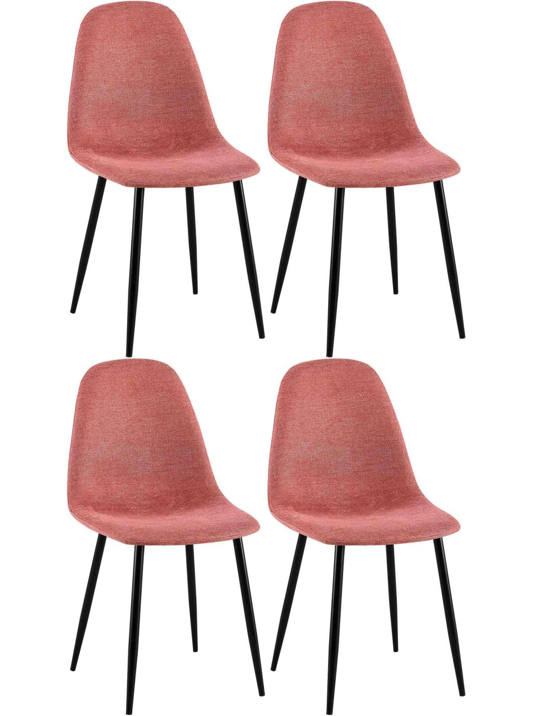 Juego de 4 sillas de comedor tela Napier, naranja