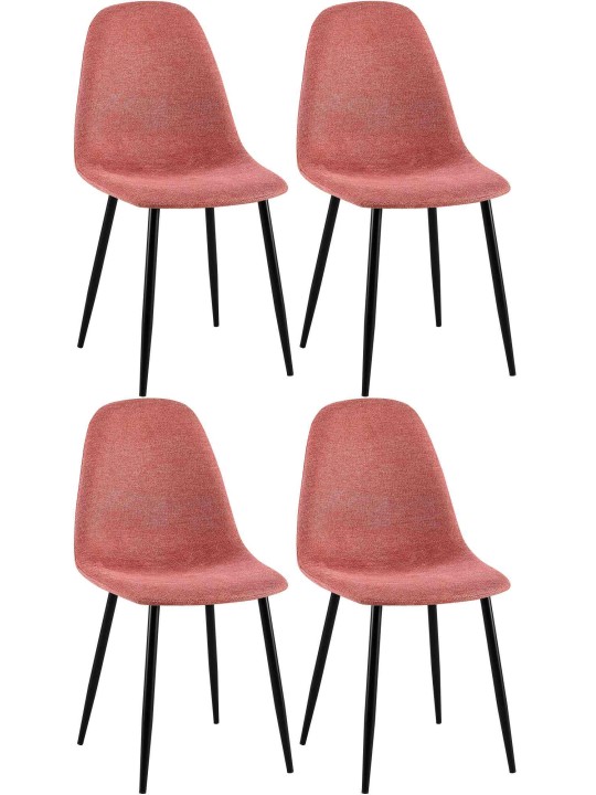 Juego de 4 sillas de comedor tela Napier, naranja