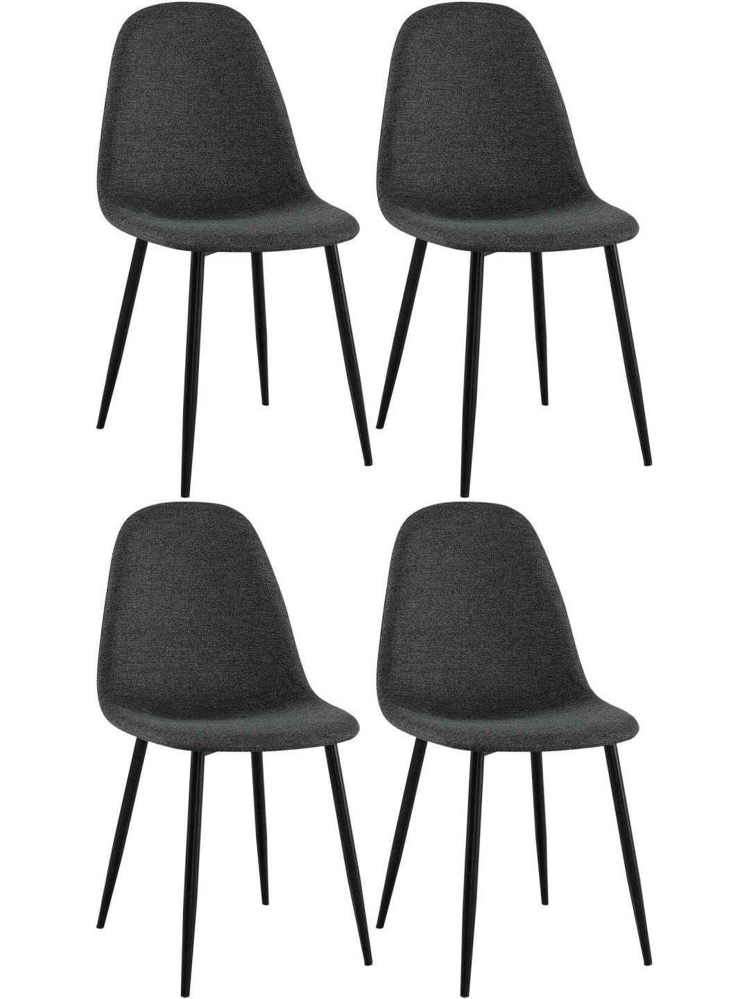 Juego de 4 sillas de comedor tela Napier, negro
