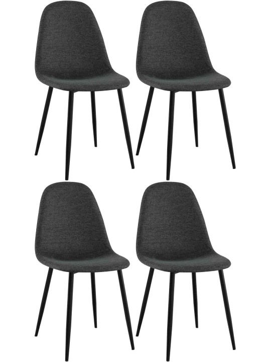 Juego de 4 sillas de comedor tela Napier, negro