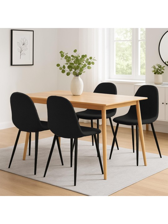 Juego de 4 sillas de comedor tela Napier, negro