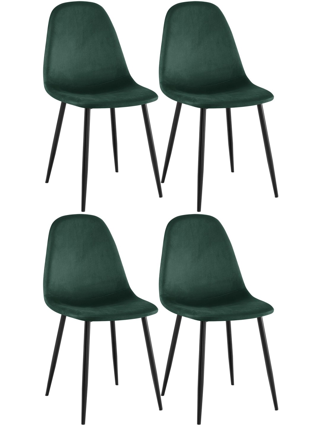 Juego de 4 sillas de comedor Napier terciopelo, verde