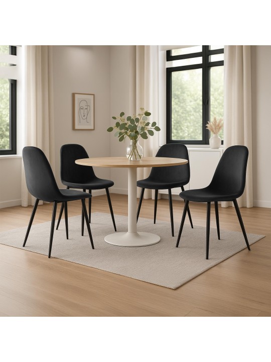 Juego de 4 sillas de comedor Napier terciopelo, negro