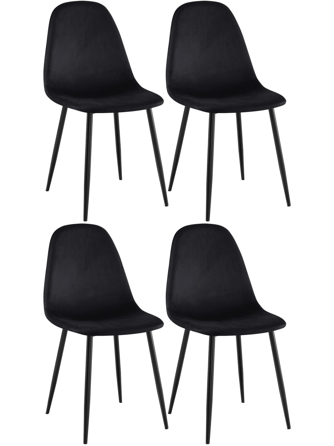 Juego de 4 sillas de comedor Napier terciopelo, negro