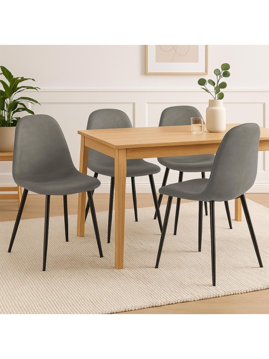 Juego de 4 sillas de comedor Napier piel sintética, gris oscuro