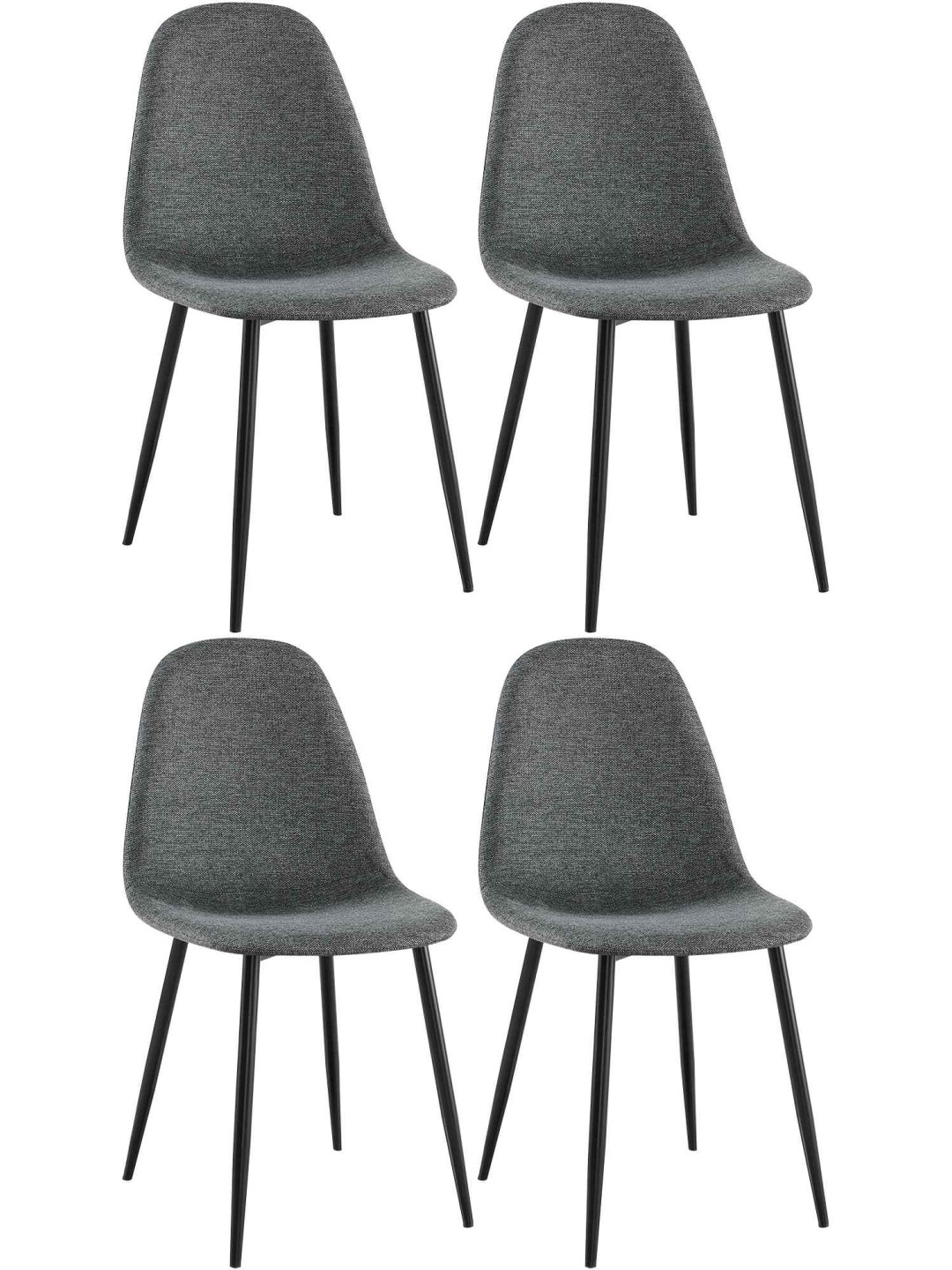 Juego de 4 sillas de comedor tela Napier, gris