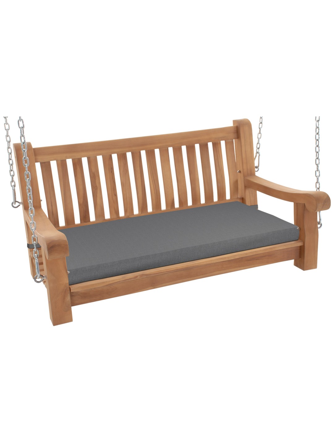 Banco mecedora Joyce con cojín de asiento 120 cm + teca, gris oscuro