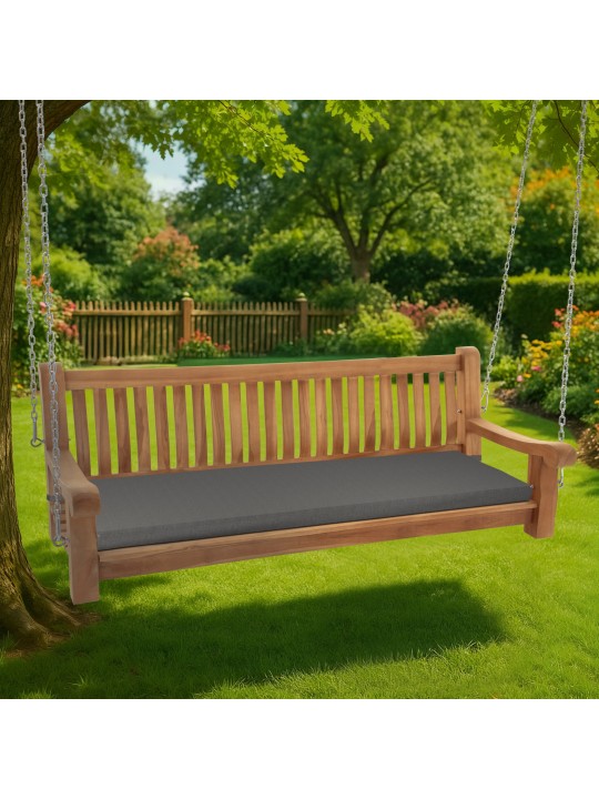 Banco mecedora Joyce con cojín de asiento 180 cm + teca, gris oscuro