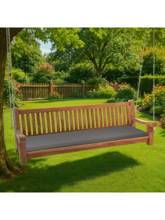 Banco mecedora Joyce con cojín de asiento 200 cm + teca, gris oscuro