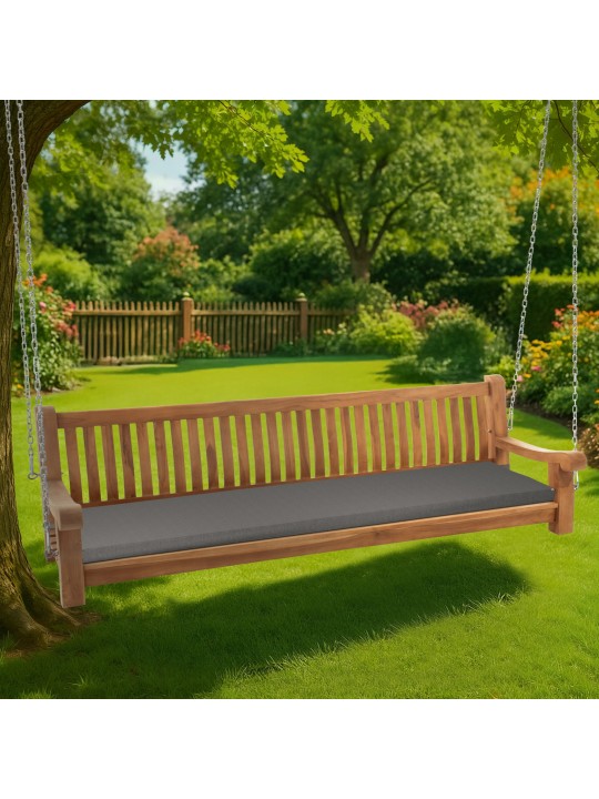 Banco mecedora Joyce con cojín de asiento 220 cm + teca, gris oscuro