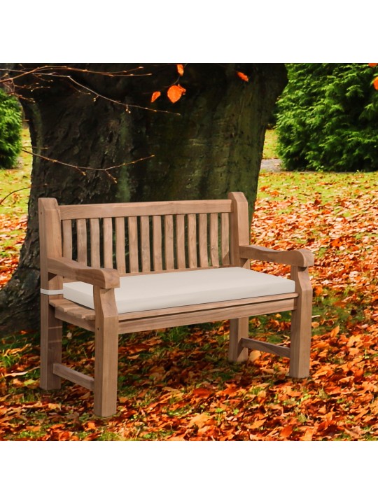 Banco de teca Jackson con cojín de asiento 120 cm + teca, crema