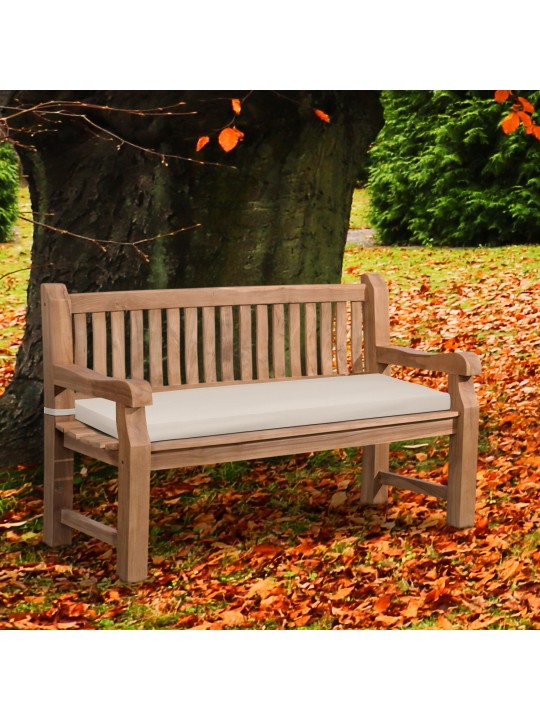 Banco de teca Jackson con cojín de asiento 150 cm + teca, crema Banco de teca Jackson con cojín de asiento 150 cm + teca, crema