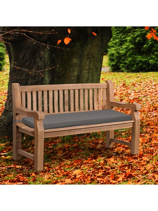 Banco de teca Jackson con cojín de asiento 150 cm + teca, gris oscuro