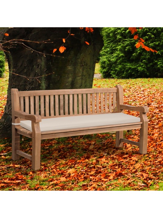 Banco de teca Jackson con cojín de asiento 180 cm + teca, crema