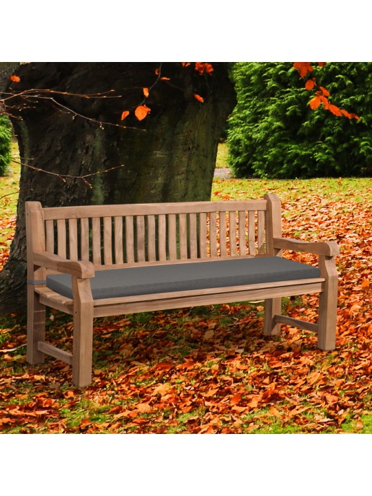 Banco de teca Jackson con cojín de asiento 180 cm + teca, gris oscuro