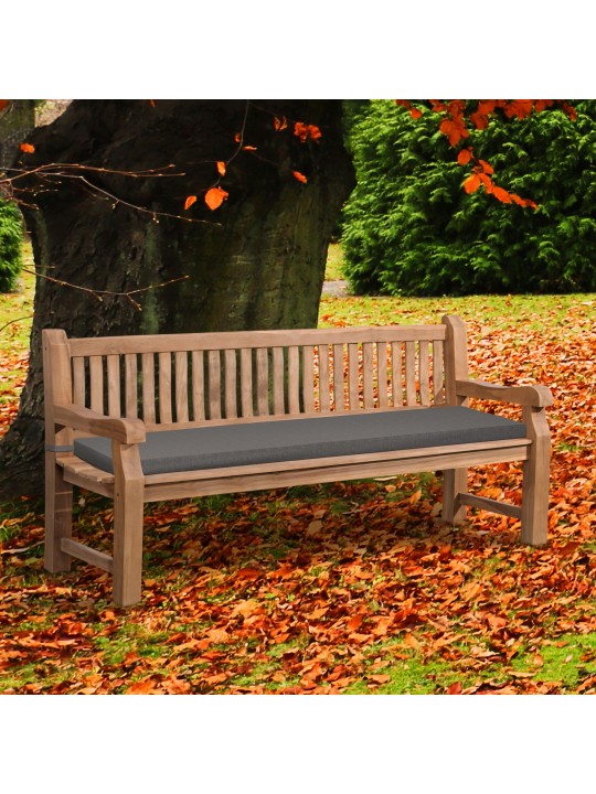 Banco de teca Jackson con cojín de asiento 200 cm + teca, gris oscuro