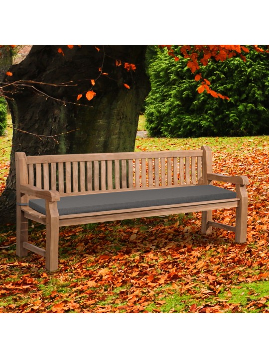 Banco de teca Jackson con cojín de asiento 220 cm + teca, gris oscuro