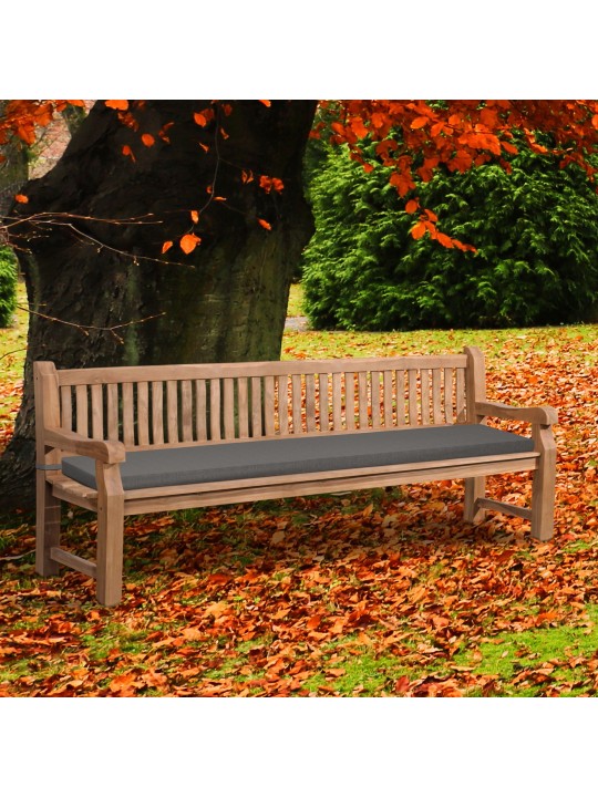 Banco de teca Jackson con cojín de asiento 240 cm + teca, gris oscuro