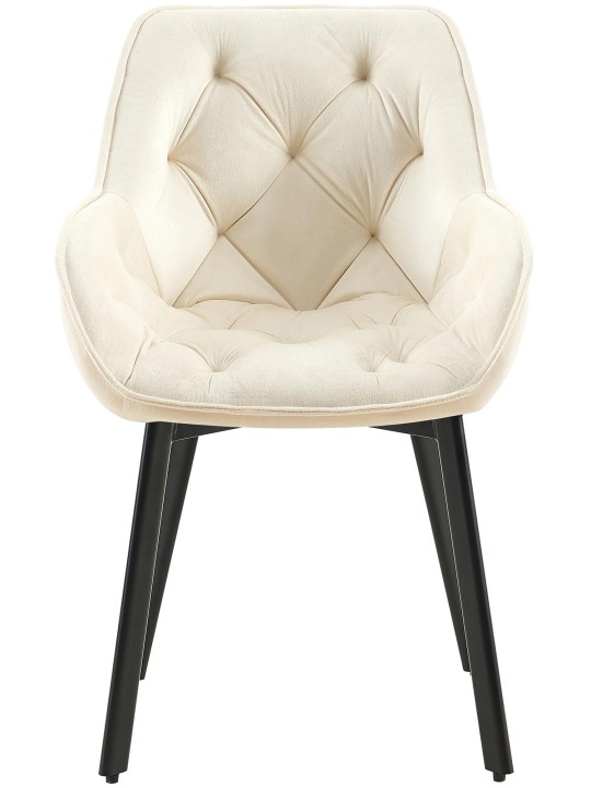 Juego de 2 sillas de comedor Antigo terciopelo, crema