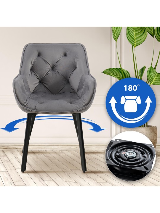 Juego de 2 sillas de comedor Antigo terciopelo, gris oscuro