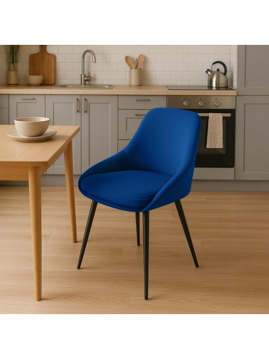 Juego de 2 sillas de comedor Elmira terciopelo, azul oscuro