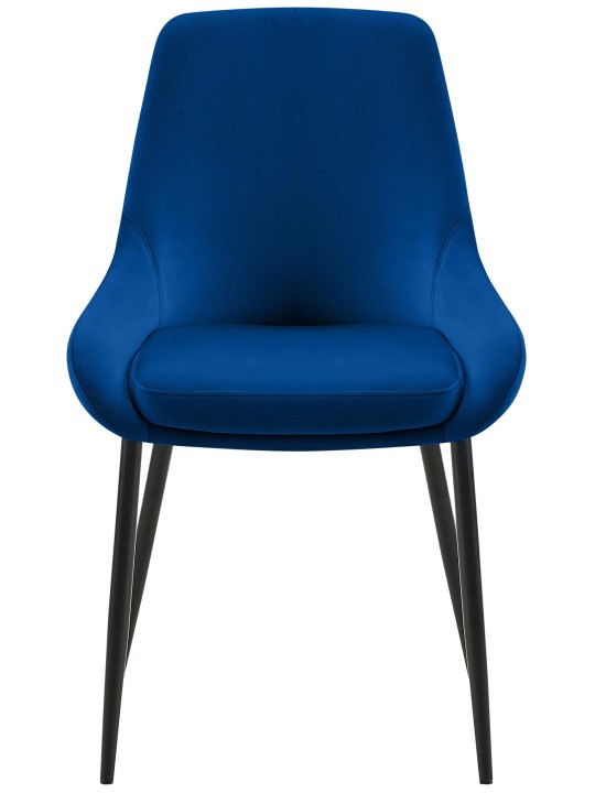 Juego de 2 sillas de comedor Elmira terciopelo, azul oscuro