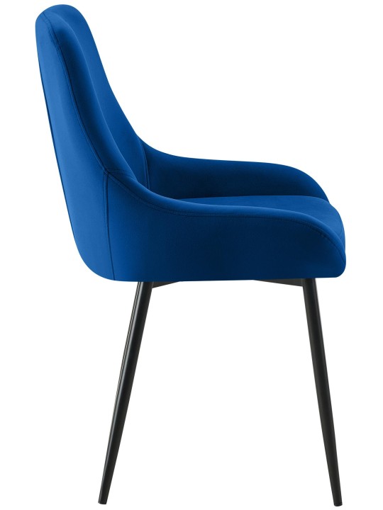 Juego de 2 sillas de comedor Elmira terciopelo, azul oscuro