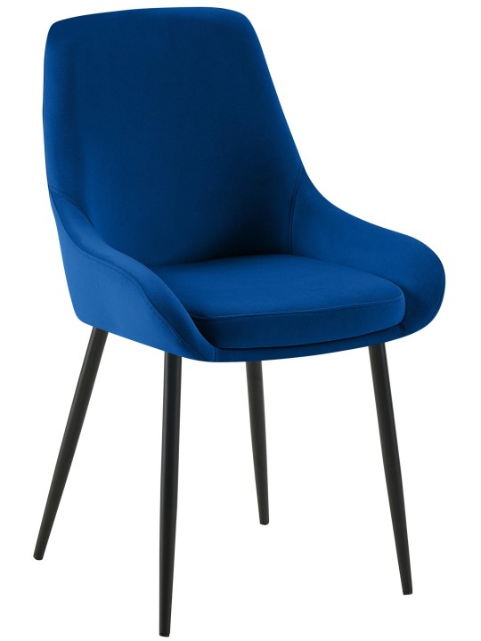 Juego de 2 sillas de comedor Elmira terciopelo, azul oscuro