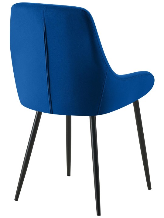 Juego de 2 sillas de comedor Elmira terciopelo, azul oscuro
