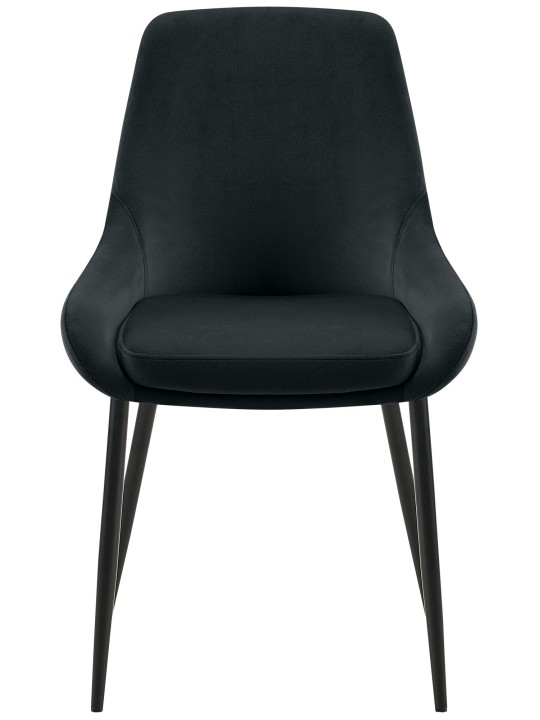 Juego de 2 sillas de comedor Elmira terciopelo, negro