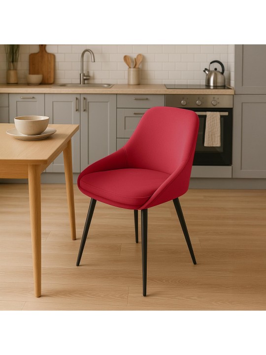 Juego de 2 sillas de comedor Elmira terciopelo, rojo