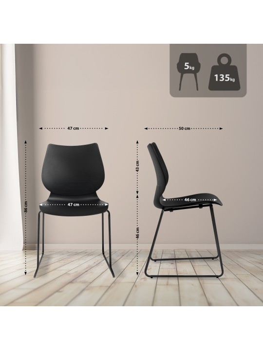 Conjunto de 2 sillas Houma, negro Conjunto de 2 sillas Houma, negro