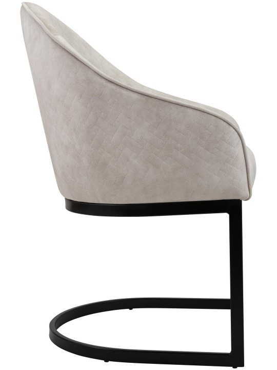 Silla de comedor Jarik terciopelo vintage, crema