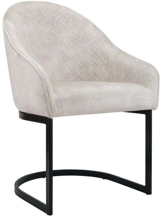 Silla de comedor Jarik terciopelo vintage, crema