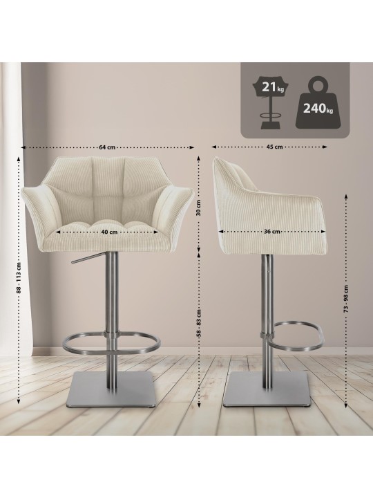 Taburete de bar Damaso E Cordón, crema