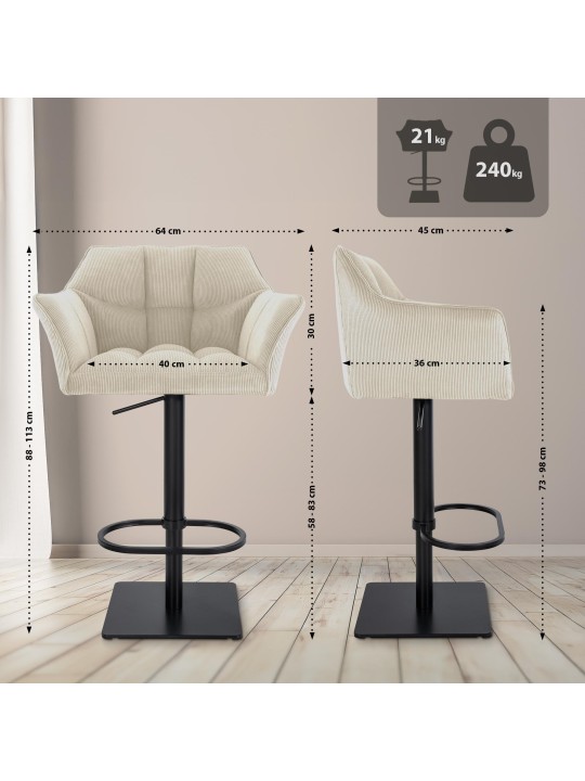 Taburete de bar Damaso B Cordón, crema