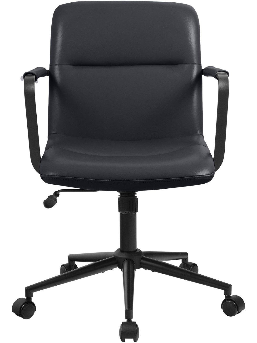 Silla de oficina Hilda de cuero auténtico, negro