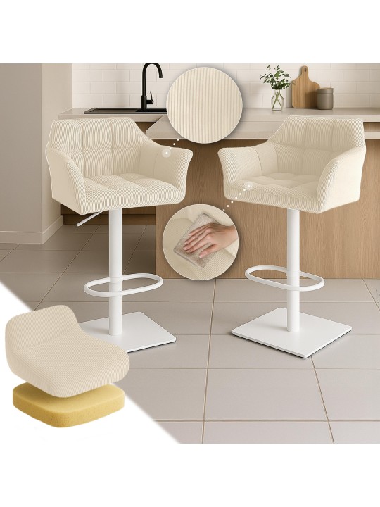 Taburete de bar Damaso W Cordón, crema