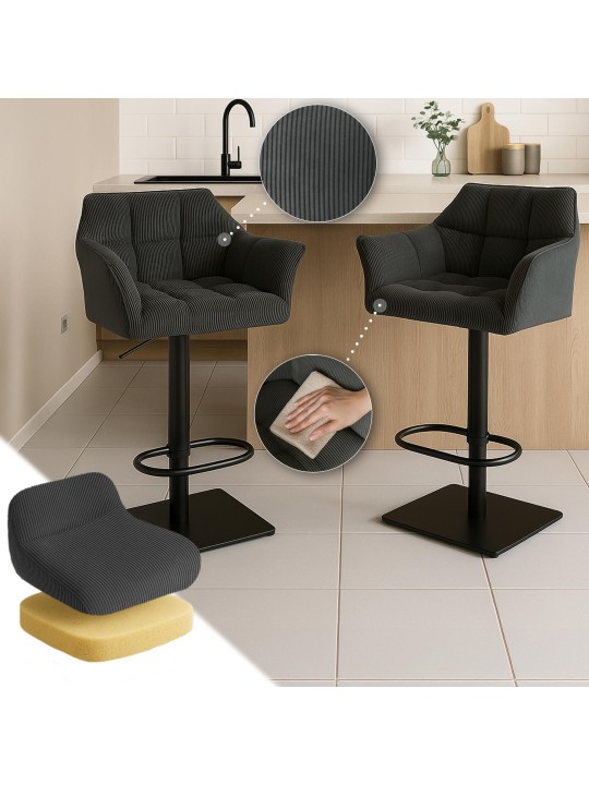 Taburete de bar Damaso B Cordón, gris oscuro