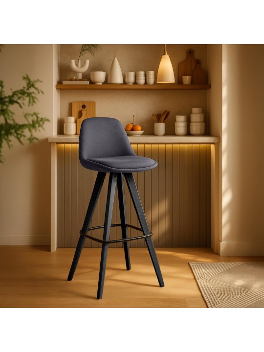 Juego de 2 taburetes de bar Corbin de tela cuadrados, gris oscuro Juego de 2 taburetes de bar Corbin de tela cuadrados, gris oscuro