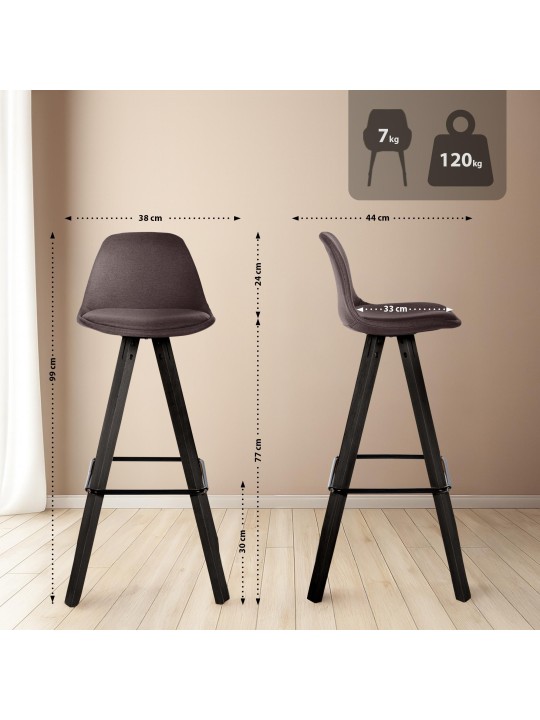 Juego de 2 taburetes de bar Corbin de tela cuadrados, marrón Juego de 2 taburetes de bar Corbin de tela cuadrados, marrón