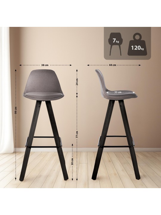 Juego de 2 taburetes de bar Corbin de tela cuadrados, taupe Juego de 2 taburetes de bar Corbin de tela cuadrados, taupe