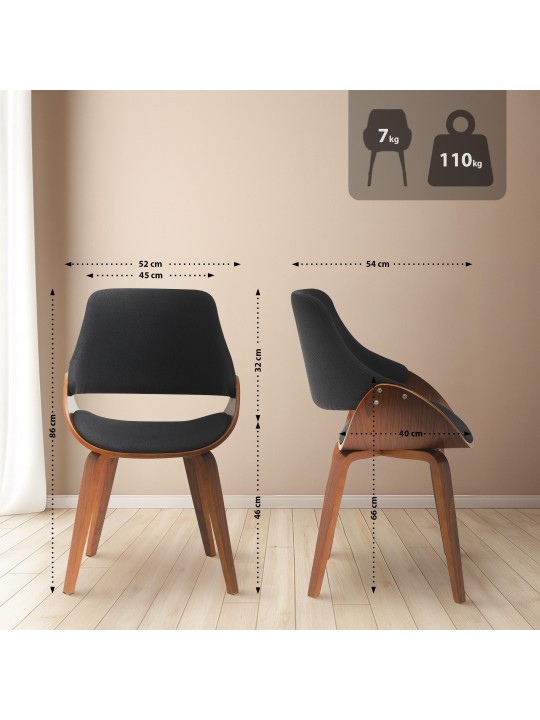 Juego de 2 sillas de comedor Vangale, nogal/negro Juego de 2 sillas de comedor Vangale, nogal/negro
